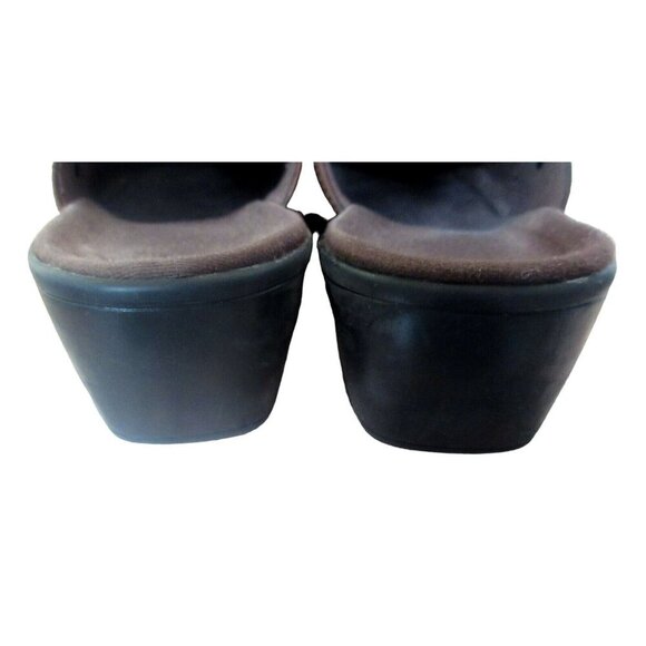 Clarks May Flower Leather Slip On Dark Brown Top Stitched Clogs Shoes Sz 9 M - Picture 9 of 9